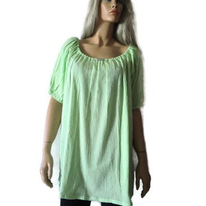 Spring green cotton gauze peasant blouse