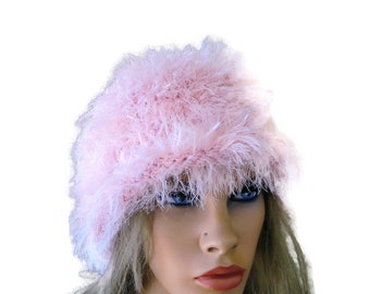 Elegant furry  Roll Hat/ Mutze-pale pink Knit hat for teens and adults-More colors are coming-Winter hats