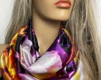 Sommernacht Satin Schlauchschal, Designer Print, Loop, Schlauchschal, Schlauchschal