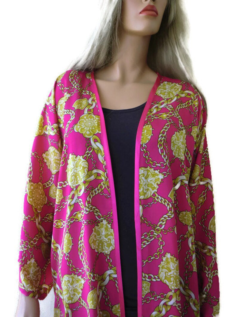 Pink and Gold Satin Kimono Wide Sleeves Boho Kimono Designer Etsy