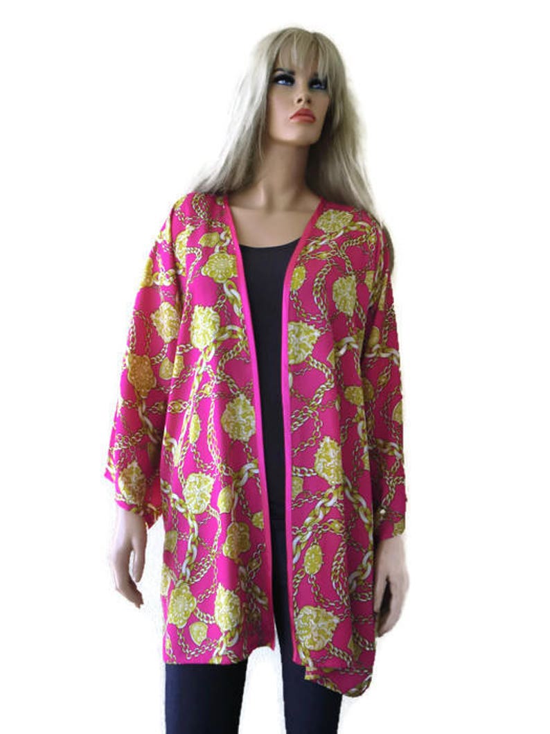 Pink and Gold Satin Kimono Wide Sleeves Boho Kimono Designer Etsy