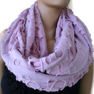 Soft Pale Pink Shredded Winter scarf Pale Pink, shredded infinity scarf,nomad scarf cowl, circle scarf-Limited supply