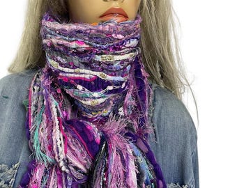 Farbenfroher New York Fransen-Schal: 245cm Designer Halstuch
