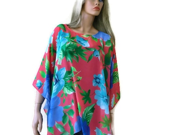Colorful floral print,Bold floral-Loose summer blouse-oversize-Loose fitting tunic-Limited collection-Only One