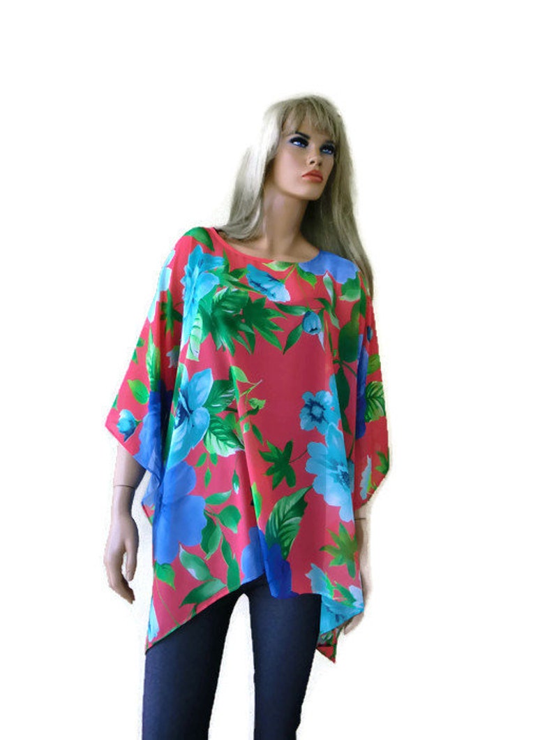 Colorful floral print,Bold floral-Loose summer blouse-oversize-Loose fitting tunic-Limited collection-Only One image 1