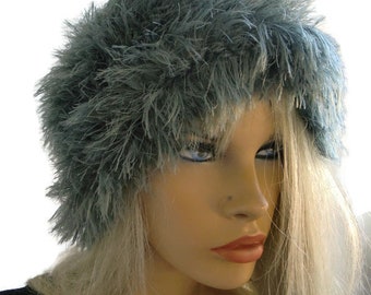 NEW Elegant furry  Roll Hat/ Mutze-Dark Charcoal gray Knit hat for teens and adults-More colors are coming-Winter hats