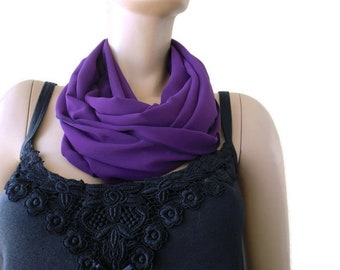 Solid  eggplant purple ,Solid color  chiffon infinity scarf,Necklace Scarf  Chiffon scarf-Instant gratification...