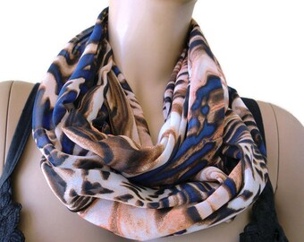 Fire and Earth infinity scarf- Swirly print,chiffon Infinity scarf Circle scarf Loop scarf-Instant gratification