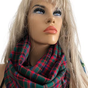 Christmas colors plaid flannel winter infinity scarf/Red Green cowl  scarf unisex flannel  Christmas Infinity Scarf-65 inches loop