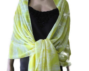 lemon yellow gradient look chiffon shawl, beach cover up,chiffon,oversized scarf, shoulder wrap