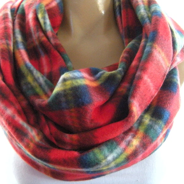 Last one..Tartan.. A Classic..Red, Green, Blue and yellow..Super warm and cozy...Infinity Scarf..Alaska collection