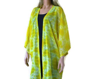 Sunny yellow Kimono with wide sleeves-classic style-oversize-plus size