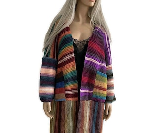 Bear Hug, Joy, Multi-colored, Gorgeous hand-knit bohemian coat. Only one available