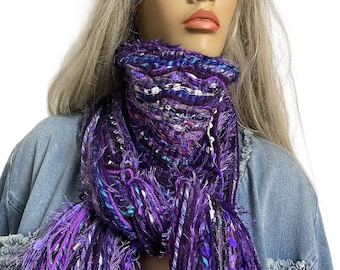 LILA TÜRKIS Fransen-Schal: Langer Designer Hals-Schal, 240cm