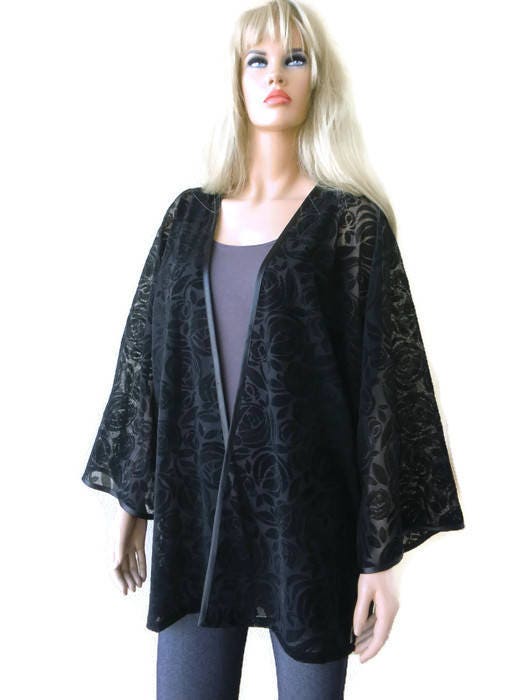 Gorgeous Black Lace Kimono With Wide Sleeves62 Inches Wide31 - Etsy