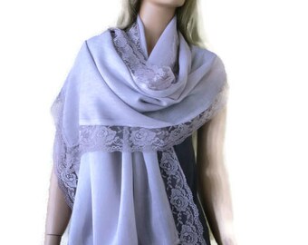 Beige, Linen and lace summer shawl,Generous  Sizing.beige with a pink undertone