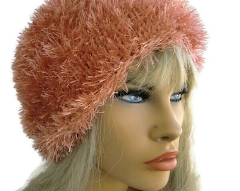 Funky and furry,Winter salmon 2023-2024 Roll Hat/ Mutze-- Hand -Knit hat for teens and adults-More colors are coming-Winter hats