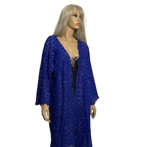 Rich royal blue fancy lace kimono  48 inches wide,46 inches long