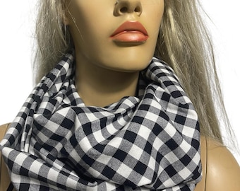 Schwarz Weiß Karierter Flanell Infinity Schal: Unisex Winter Schal