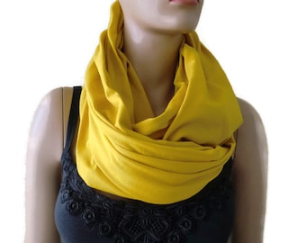 Mustard yellow  infinity scarf -Nomad Cowl -Soft cotton infinity scarf cowl-Fall  and winter Accessories, various colors