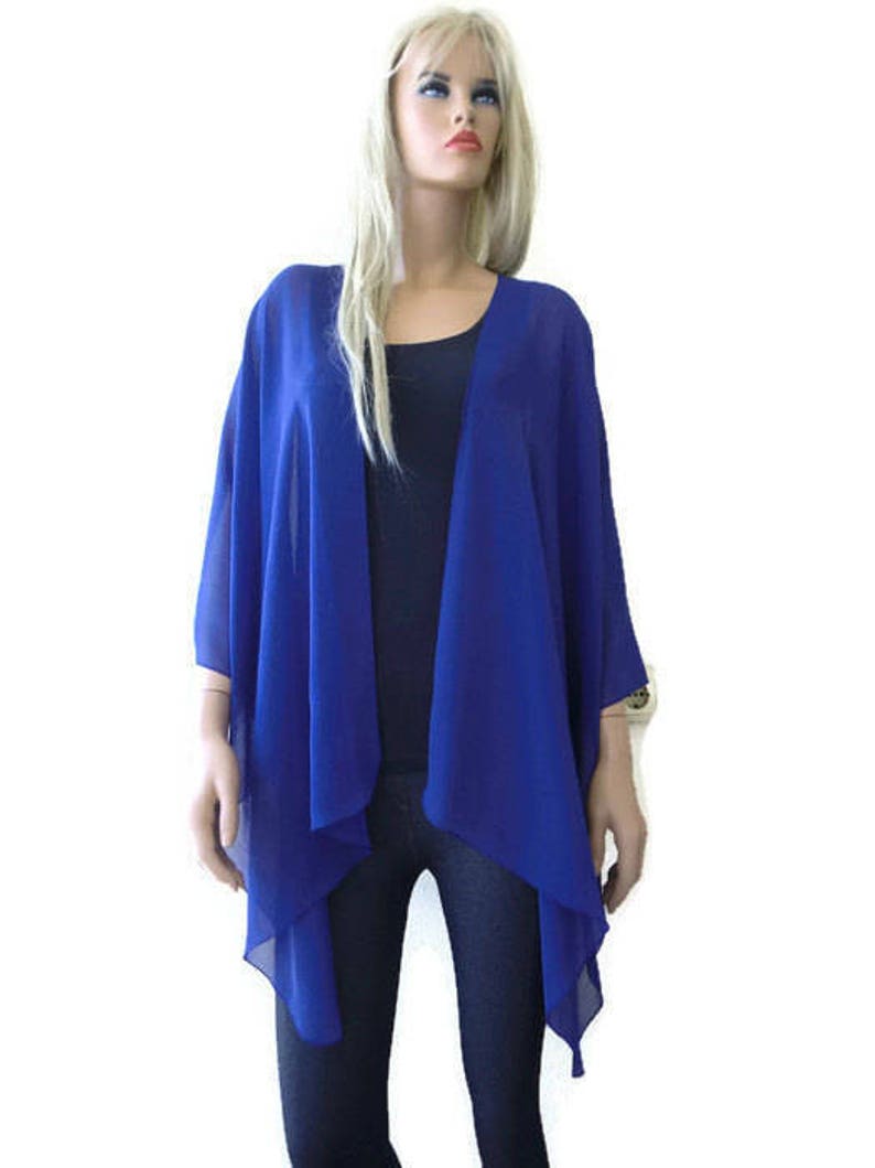 Kimono Ruana with daisies-Oversize kimono Green Black and white-Beach Pareo--oversize chiffon kimono-Ruana