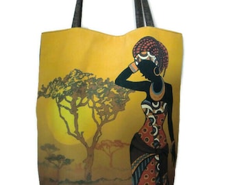 NEW  The beauty of Africa City  tote bag ,Sturdy Book bag-School bag- large shopping bag Lined carry all tote bag