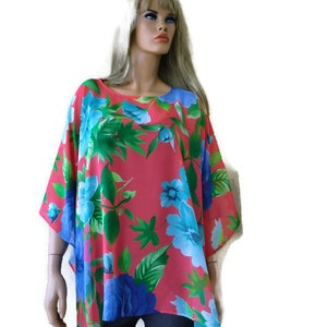 Colorful floral print,Bold floral-Loose summer blouse-oversize-Loose fitting tunic-Limited collection-Only One image 2