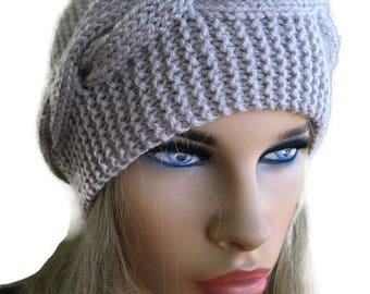 Beige-Ultimate ear warmers-Headband/neck roll -Stone beige,Messy bun hat-Neck roll-extra wide Hand knit winter accessories-Many colors