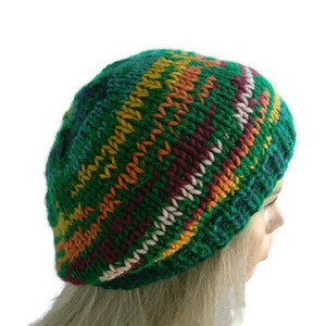 Forest Green Knit Hat: Hand-Knitted Slouchy Beanie