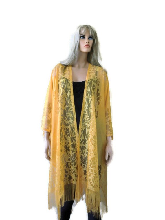 Canary Yellow/melon Lace Kimono Yellow 