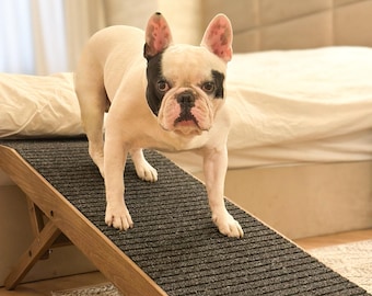 Rampa regolabile per cani - Legno massello, design pieghevole per cani di piccola e grande taglia, perfetta per letti e divani, altezza regolabile, completamente assemblata