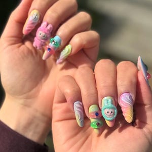 Labubu Press On Nails | Handmade Labubu Nails