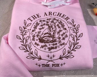 Der Bogenschütze und der Fuchs Sweatshirt, Bücherwurm besticktes Sweatshirt, Fantasy Bücher Pullover, Leser Pullover, Bücherwurm, Bücherwurm