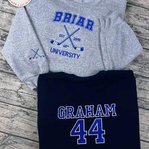 Briar University Graham 44 Sweatshirt, Briar U Embroidered Shirt, Off Campus Series Bookish Hoodie, Hockey Romance Sweatshirt Gift for Her