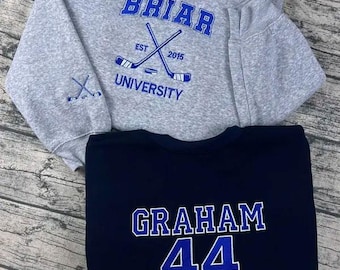 Felpa Briar University Graham 44, maglietta ricamata Briar U, felpa con cappuccio Off Campus Series Bookish, felpa Hockey Romance regalo per lei