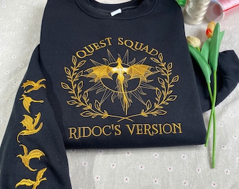 Quest Squad-Ridoc's Version Embroidered Sweatshirt, Onyx Storm Sweatshirt, Basgiath War College, Dragon Rider Shirt, Xaden Riorson