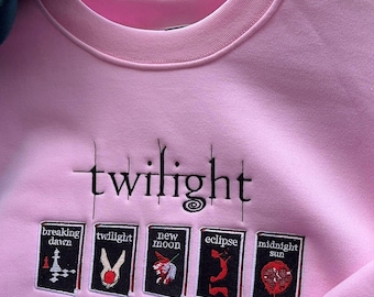 Twilight-Inspired Embroidered Sweatshirt – Book Cover Aesthetic Crewneck, Washington Embroidered Hoodie, City Of Forks Washington Sweater