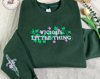 Vicious Little Thing - Felpa con ricamo floreale e spada, ispirata a Powerless di Lauren Roberts, regalo per gli amanti dei libri