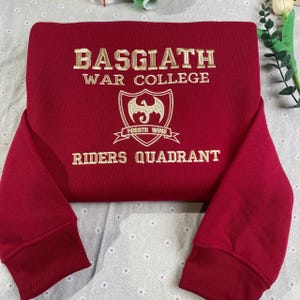Basgiath War College Embroidered Sweatshirt, Fourth Wing Sweatshirt,Violet Sorrengail,Bookish Sweatshirt, Xaden Riorson, Fantasy Book Dragon