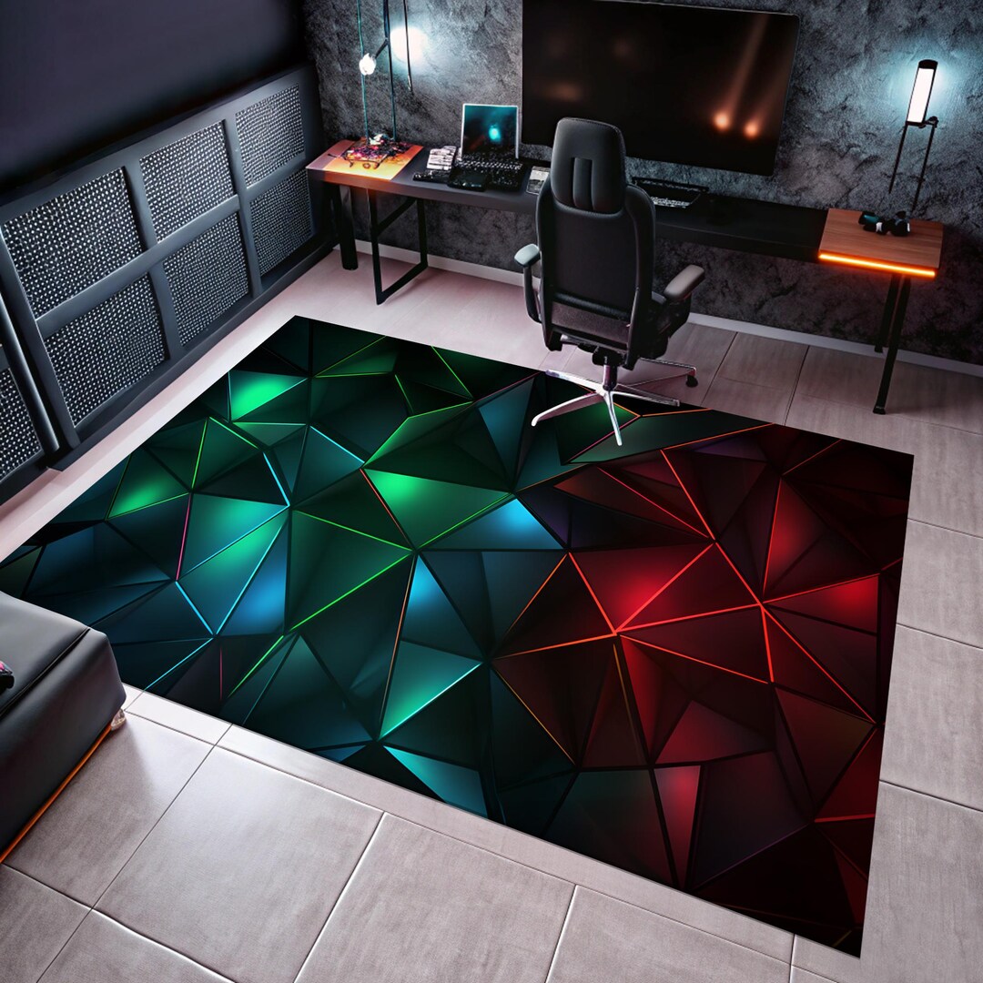Geometric Gaming Rug Gamer Rug,gaming Rug,game Rug,geometric Rug,colorful Rug,play Room Rug ...