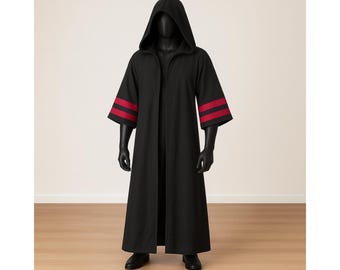 Túnica con capucha de acólito Sith / Capa de cosplay de Jedi negro del Lado Oscuro / Disfraz de villano de Star Wars