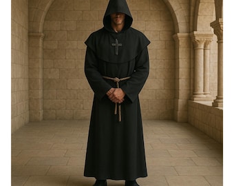 Túnica de monje de inspiración medieval / Disfraz de Halloween para hombre, estilo renacentista vintage / Capa larga unisex