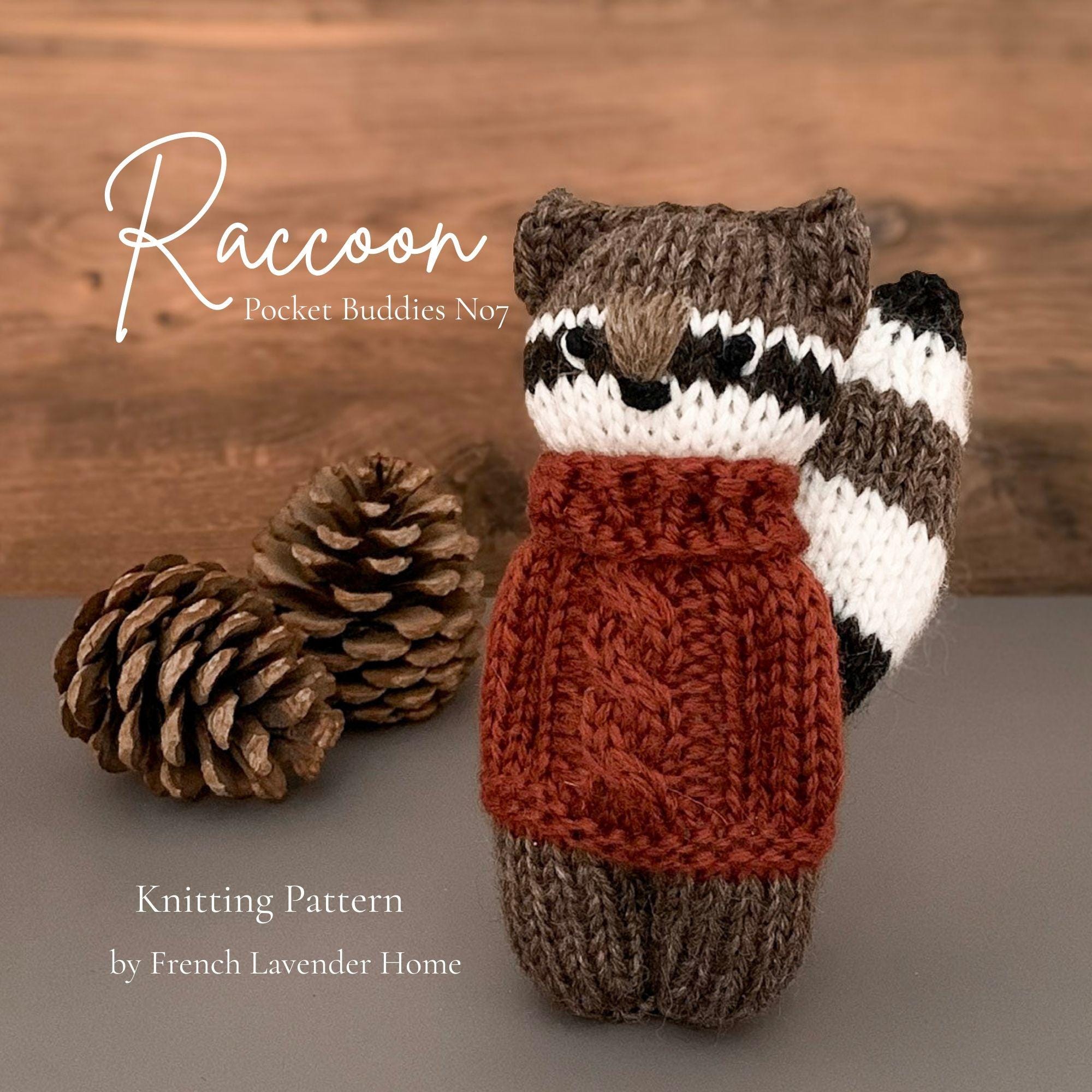 Pocket Buddies No7 (raccoon) - KNITTING PATTERN - Etsy