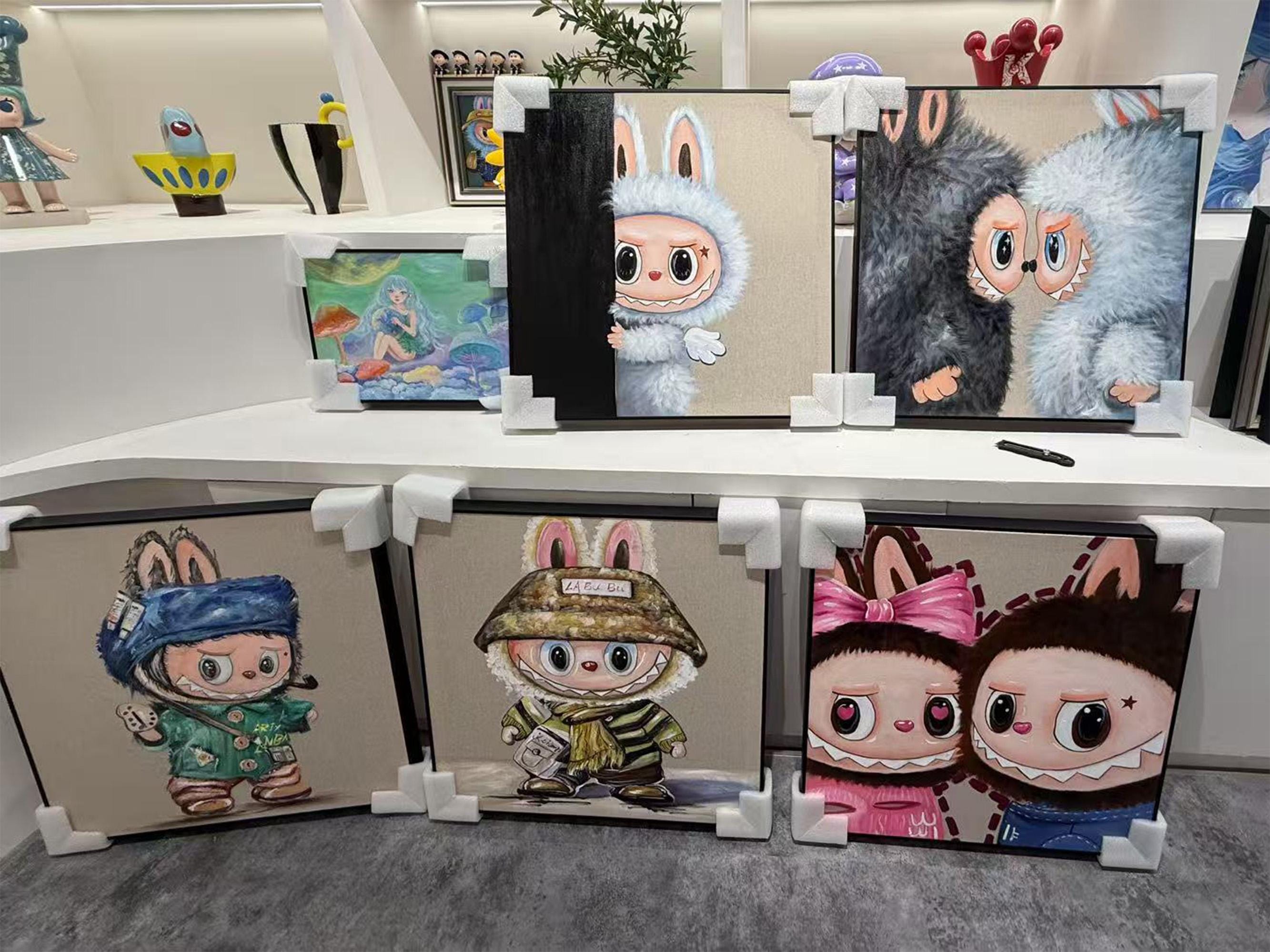 手作りのラブブ絵画アクリル画スタイリッシュな部屋の装飾かわいい壁の