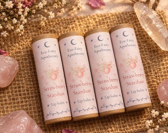 Cadeauset met aardbeienlippenbalsem | Plantaardig | Milieuvriendelijk | Handgemaakt | Natuurlijke cadeaus voor haar