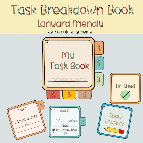Visual Communication Task Breakdown Book- Lanyard friendly- supporting all learning needs