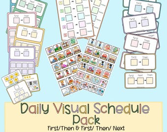 Classroom & Home Visual Support Schedule- Visual Cue Cards First, Then, Next