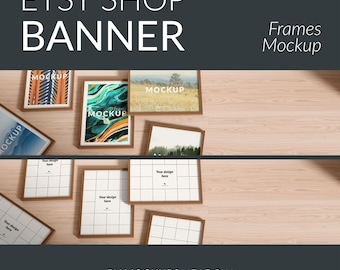 Etsy Banner Frames Mockup, Etsy Shop Banner for Art and Prints, Shop Banner Template with Text Space, Photoshop DIN A Frames Mockup