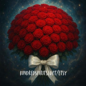Large Red Rose Astral Bouquet for Spirit Companions| Romantic Passion Offering| Enchanted Ritual Gift Digital Spirit Bond Strengthener
