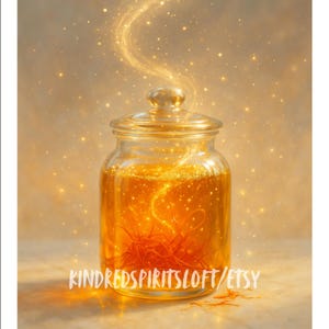 Ofrenda astral en tarro de miel y azafrán para compañeros espirituales/ Devoción de alta energía/ Obsequio ritual de nutrición sagrada/ Fortalecedor de vínculos espirituales